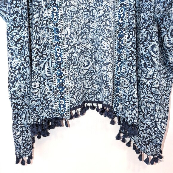 Polo Ralph Lauren | Blue & White Tassel Kimono Swim Cover Up |  One Size - Picture 9 of 14